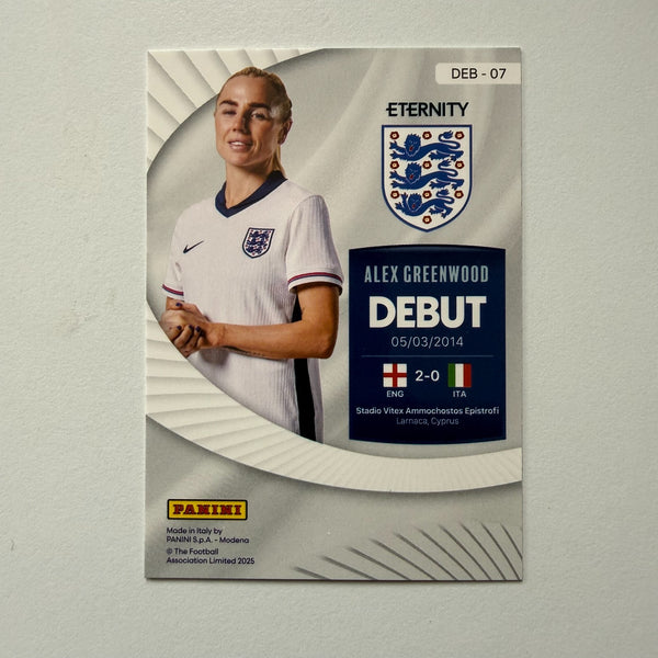 Panini Eternity Lionesses 2025 Alex Greenwood England Debut Green Numbered /50