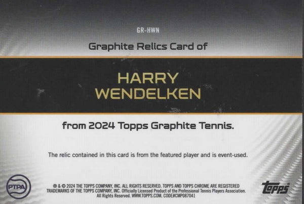 Topps 2024 Graphite Tennis Harry Wendelken Blue Relic RC Memorabilia /50