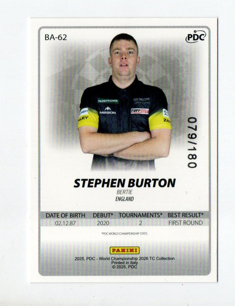 Panini 2026 PDC World Championship Darts Stephen Burton Base Parallel Card /180