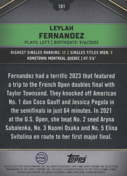 Topps 2024 Graphite Tennis Leylah Fernandez Green Refractor Chrome Card /199