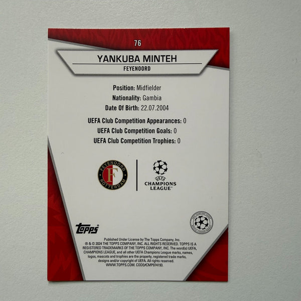 Topps Superstars 2024 Yankuba Minteh Molten Rare RC Feyenoord Card #76