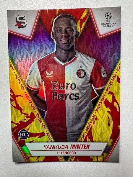 Topps Superstars 2024 Yankuba Minteh Molten Rare RC Feyenoord Card #76