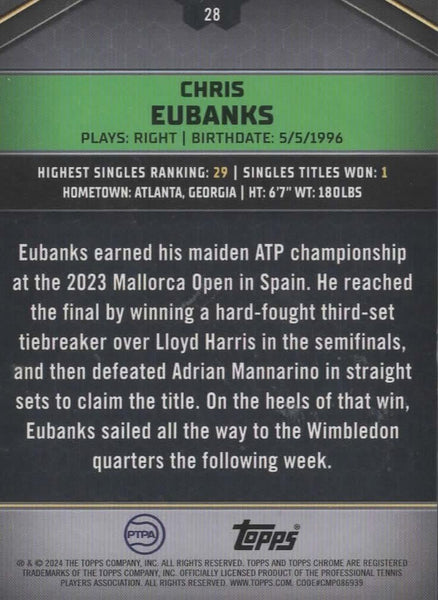 Topps 2024 Graphite Tennis Chris Eubanks Green Parallel Chrome /199 #28