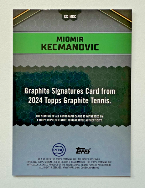 Topps Graphite 2024 Miomir Kecmanovic Auto Chrome Tennis Autograph Card