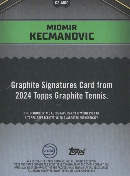 Topps Graphite 2024 Miomir Kecmanovic Auto Chrome Tennis Autograph Card
