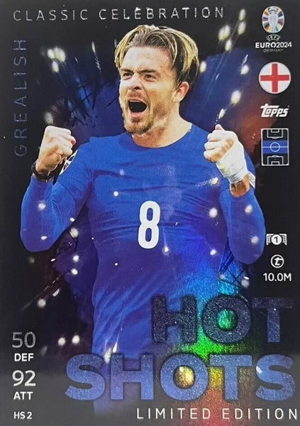 Match Attax UEFA Euro 2024 Jack Grealish Hot Shots Limited Edition Topps Card