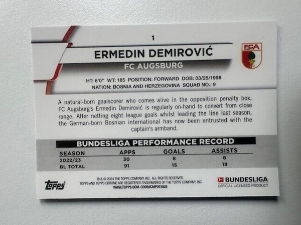Topps Chrome Bundesliga 2023/24 Ermedin Demirovic FC Augsburg Card No 1