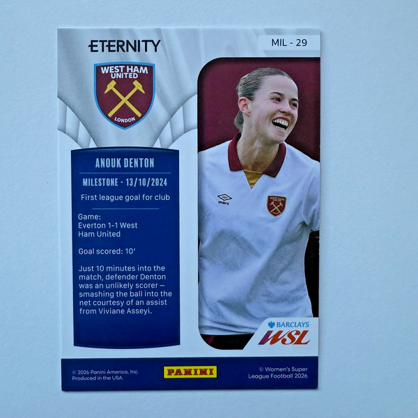Panini Eternity WSL 25/26 Anouk Denton Milestone Green /50 West Ham United Card