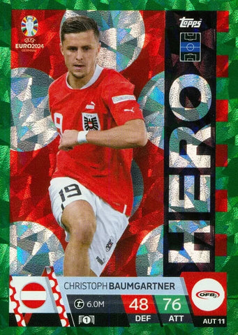 Match Attax Euro 2024 Christoph Baumgartner Crystal Parallel Green Hero Card
