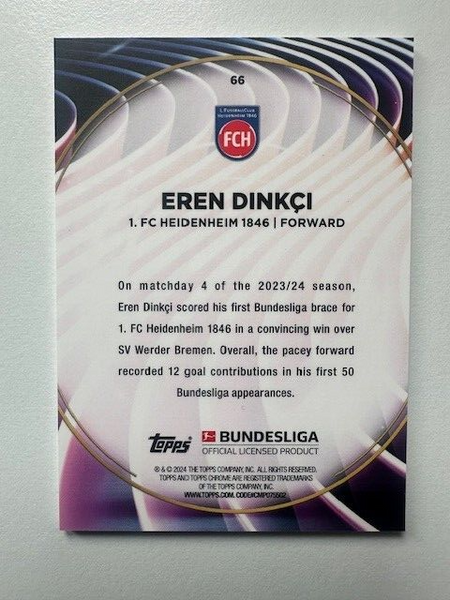 Topps 60 Years Celebration Bundesliga 2023/24 Eren Dinkci Heidenheim Card #66