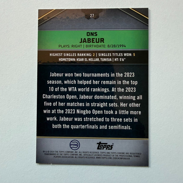 Topps 2024 Graphite Tennis Ons Jabeur Green Refractor Parallel Chrome Card /199