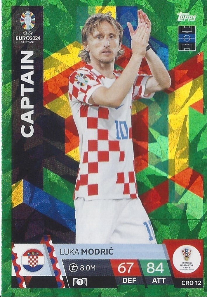 Match Attax UEFA Euro 2024 Luka Modric Green Emerald Parallel Captain Card