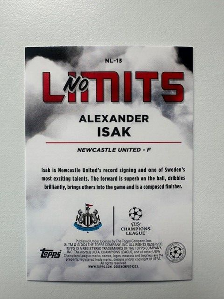 Topps Superstars 2024 23/24 Alexander Isak Newcastle No Limits Card NL-13