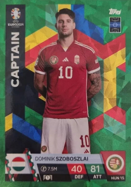Match Attax UEFA Euro 2024 Dominik Szoboszlai Green Emerald Parallel Captain