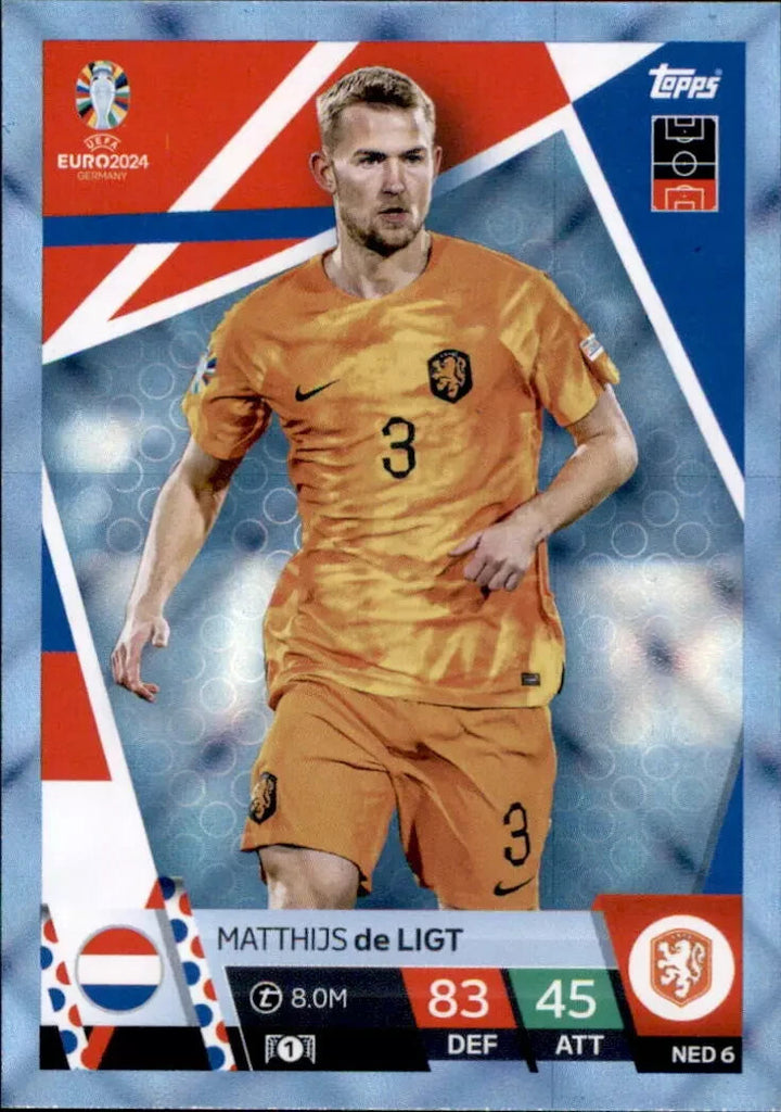 Match Attax Euro 2024 Matthijs De Ligt Crystal Parallel Blue UEFA Card