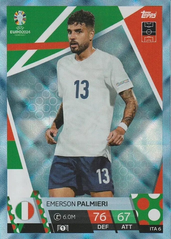 Match Attax Euro 2024 Emerson Palmieri Italy Crystal Parallel Blue UEFA Card