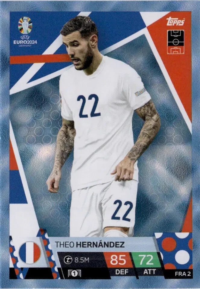 Match Attax Euro 2024 Theo Hernandez France Crystal Parallel Blue UEFA Card