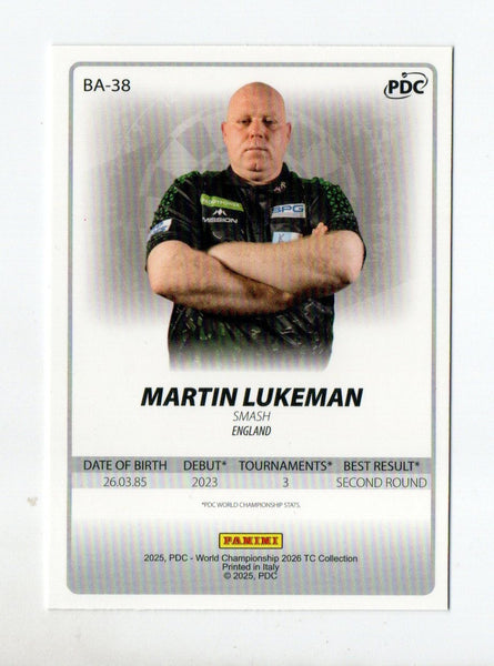 Panini 2026 PDC World Championship Darts Martin Lukeman Cracked Ice Card
