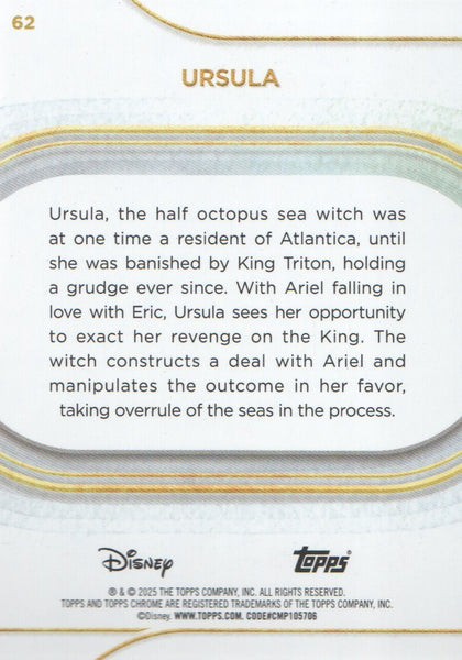 Topps Disney Chrome 2025 Ursula The Little Mermaid Base Card #62