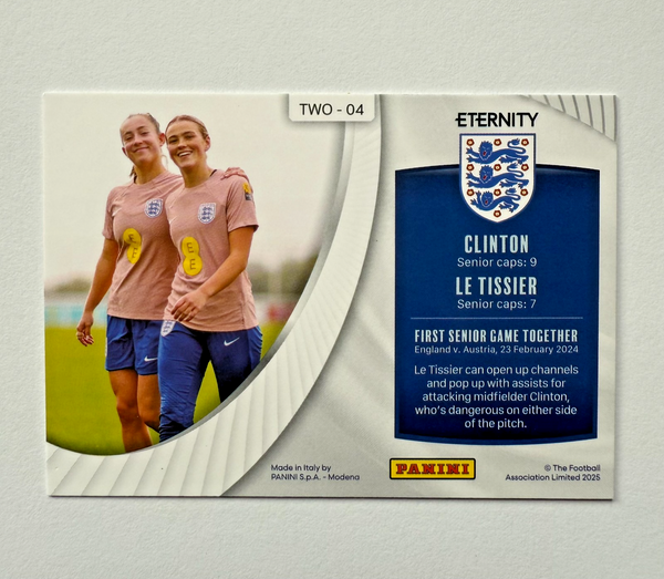 Panini Eternity Lionesses 2025 Clinton Le Tissier England Twogether Magenta /25