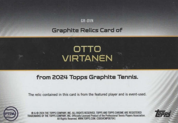 Topps 2024 Graphite Tennis Otto Virtanen Green Relic Chrome Refractor Card 22/75