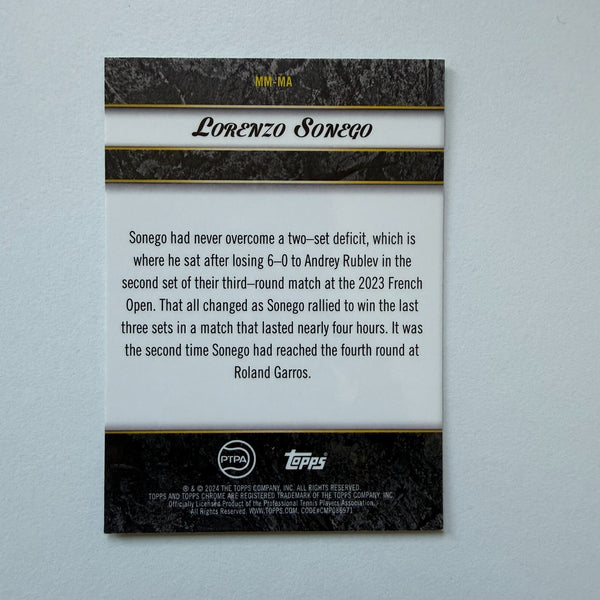 Topps 2024 Graphite Tennis Match Masters Lorenzo Sonego Green Parallel Card /75