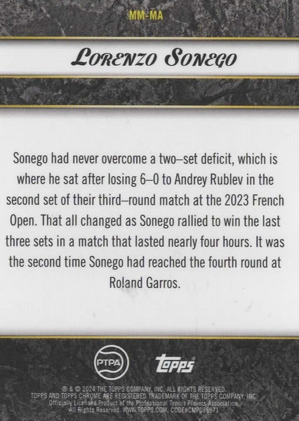 Topps 2024 Graphite Tennis Match Masters Lorenzo Sonego Green Parallel Card /75