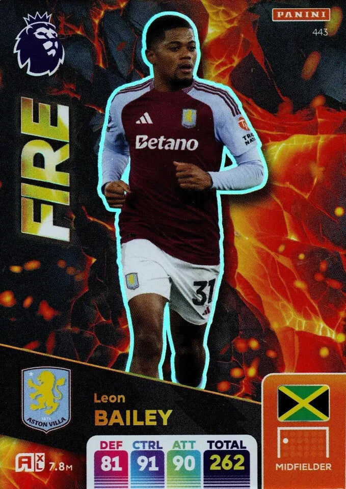 Panini Premier League Adrenalyn XL 2024/25 2025 Leon Bailey Fire Aston Villa