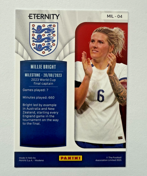 Panini Eternity 2025 Millie Bright Milestone Magenta /25 Lionesses England Card