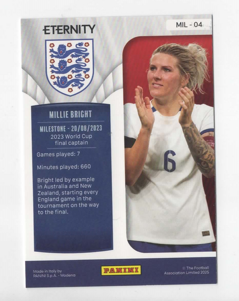 Panini Eternity 2025 Millie Bright Milestone Magenta /25 Lionesses England Card