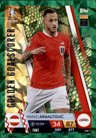 Match Attax Euro 2024 Marko Arnautovic Crystal Green Parallel Golden Goalscorer