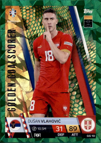 Match Attax Euro 2024 Dusan Vlahovic Crystal Green Parallel Golden Goalscorer