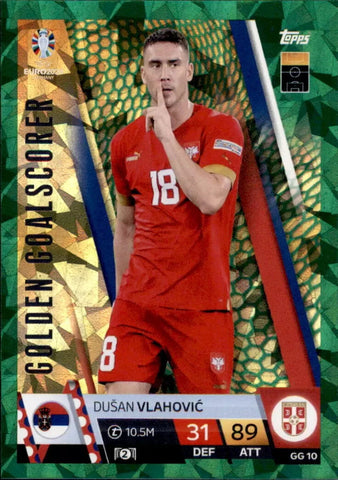 Match Attax Euro 2024 Dusan Vlahovic Crystal Green Parallel Golden Goalscorer