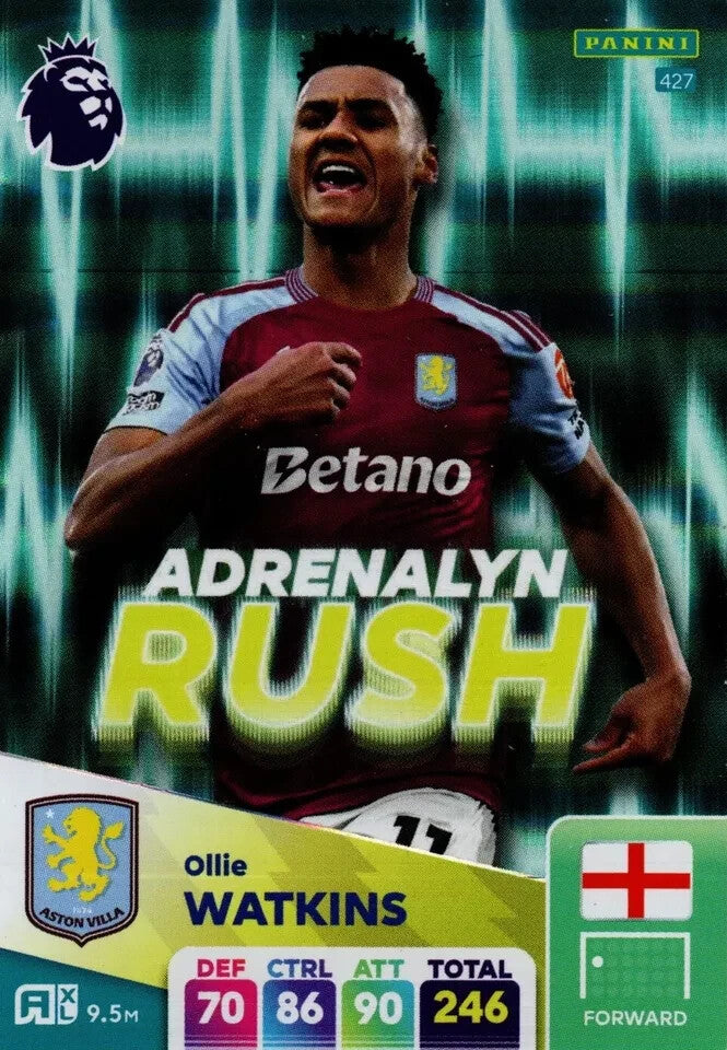 Panini Premier League Adrenalyn XL 24/25 2025 Ollie Watkins Adrenalyn Rush Card