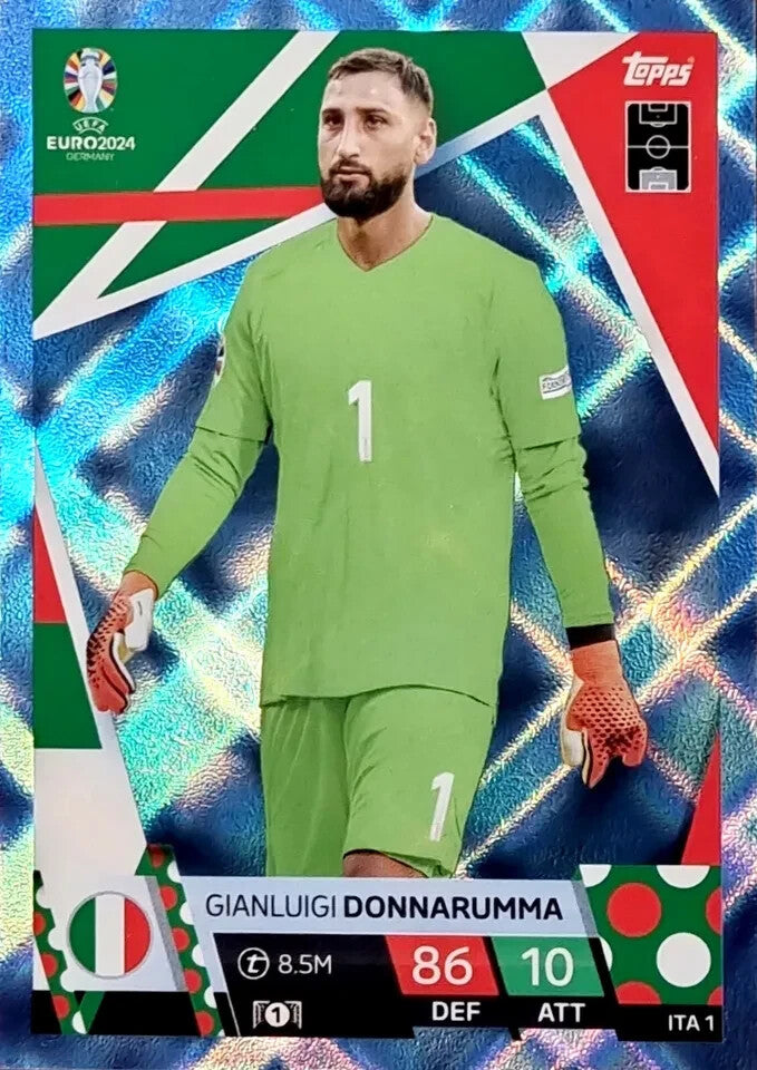 Match Attax Euro 2024 Gianluigi Donnarumma Crystal Parallel Blue Topps Card