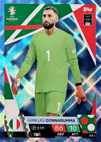 Match Attax Euro 2024 Gianluigi Donnarumma Crystal Parallel Blue Topps Card