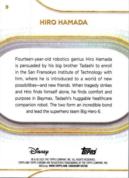 Topps Disney Chrome 2025 Hiro Hamada Big Hero 6 Base Card #9
