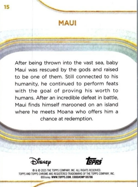 Topps Disney Chrome 2025 Maui Moana Base Card #15