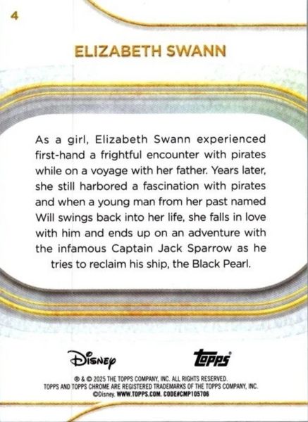 Topps Disney Chrome 2025 Elizabeth Swann Pirates of the Caribbean Base Card #4