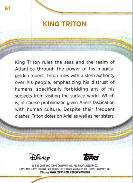 Topps Disney Chrome 2025 King Triton Little Mermaid Base Card #61