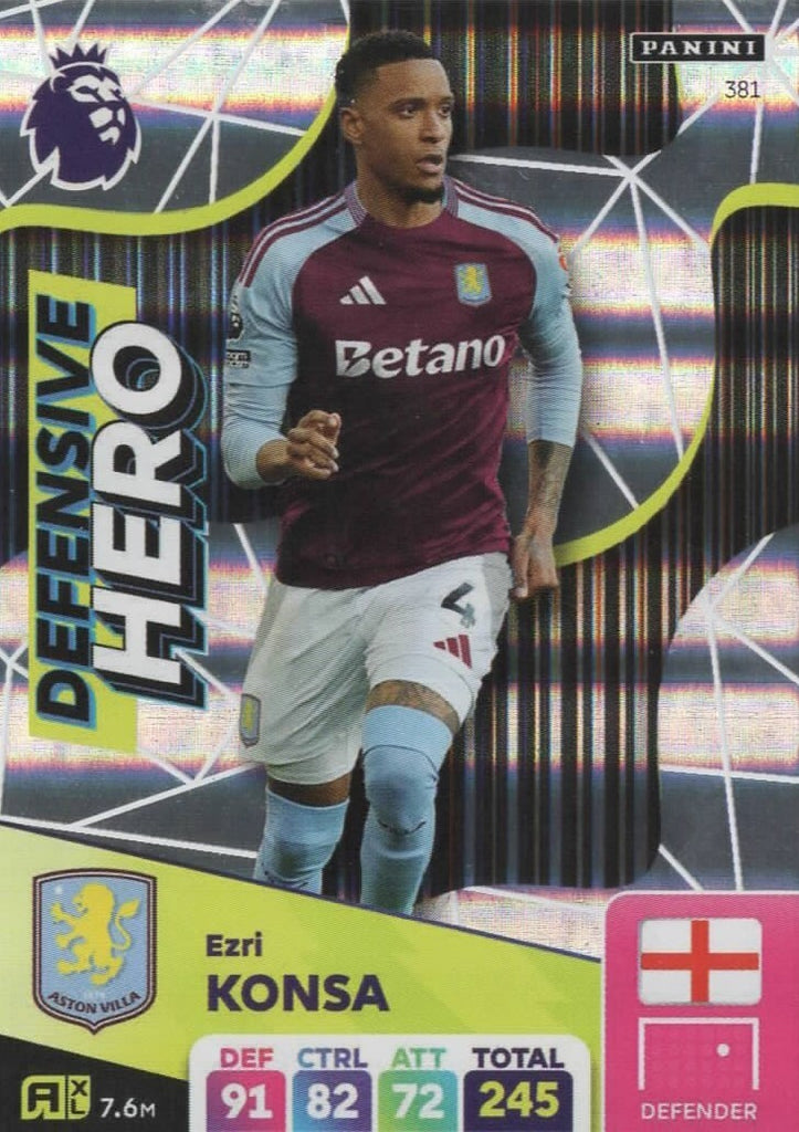 Panini Premier League Adrenalyn XL 2024/25 2025 Ezri Konsa Defensive Hero Card
