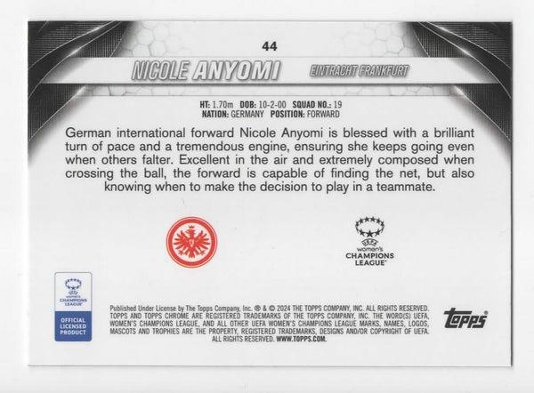 Topps Womens Chrome 2023-2024 Nicole Anyomi Frankfurt Parallel 133/299 Card