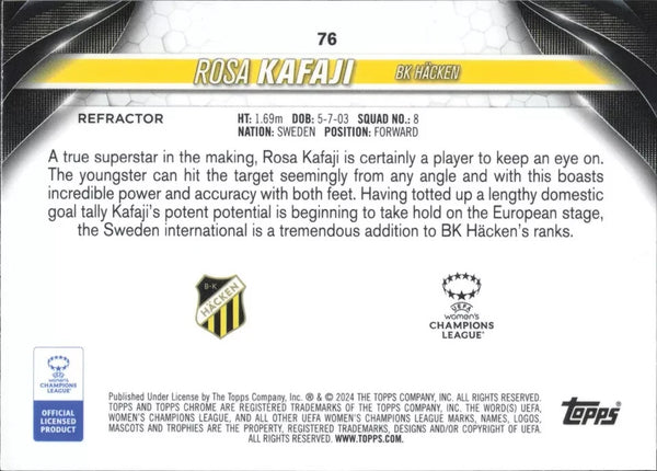 Topps Womens Chrome 2023-2024 Rosa Kafaji BK Hacken Champions League Card #76