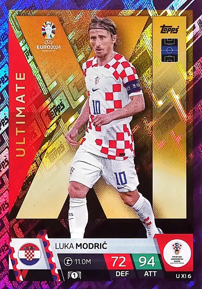 Match Attax UEFA Euro 2024 Luka Modric Purple Sapphire Parallel Ultimate Card