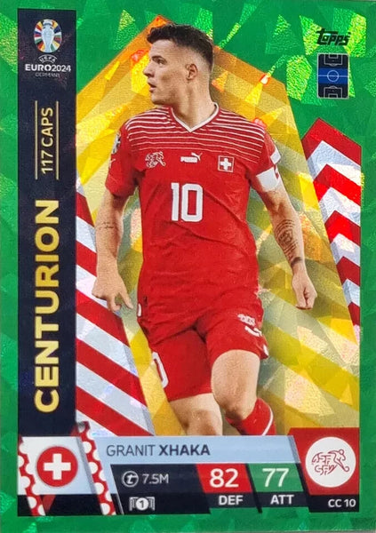 Match Attax UEFA Euro 2024 Granit Xhaka Green Emerald Parallel Centurion Card