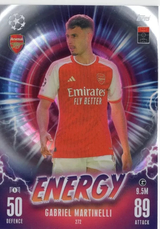 Match Attax Extra 23/24 Gabriel Martinelli Arsenal Energy Trading Card