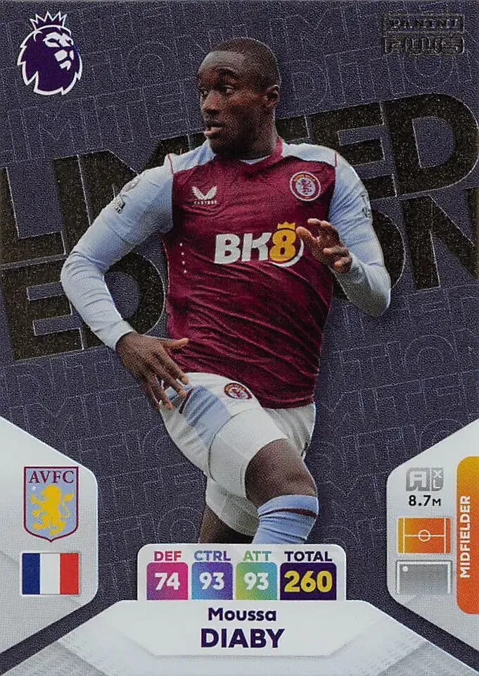 Panini Premier League Adrenalyn XL Plus 23 24 Moussa Diaby Limited Edition Card