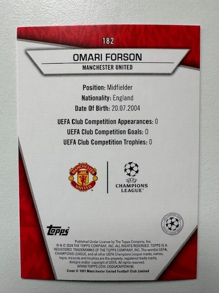 Topps Superstars 2024 23/24 Omari Forson Molten Rare Man United Card #182