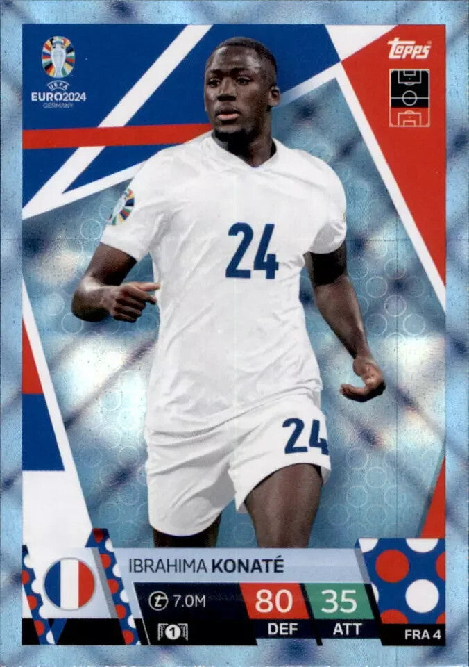 Match Attax Euro 2024 Ibrahima Konate France Crystal Parallel Blue Topps Card