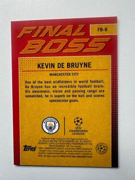 Topps Superstars 2024 23/24 Kevin De Bruyne Final Boss Man City Card FB-8